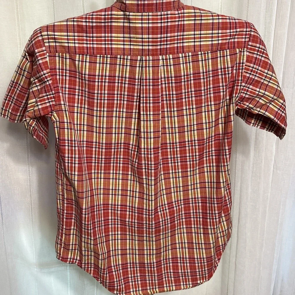 Polo Ralph Lauren Shirt Boys Size Medium 12/14 Plaid SS Button‎ Up Blue Pony